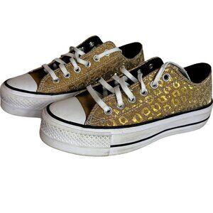 Converse Gold Glam Chuck Taylor All Star Lift Platform Oxford Sneakers – 8